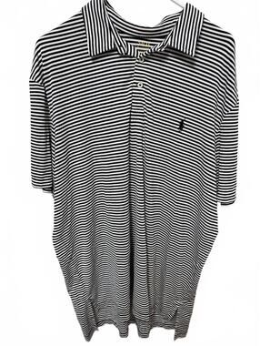 Polo Ralph Lauren Performance Polo Shirt Men XL Black White Striped Short Sleeve